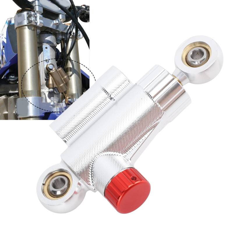 Motorrad-Lenkungsdämpfer-Stabilisator, 5,24 Zoll Universal-Lenkungsstabilisator für die Meisten Motorräder, CNC-Aluminiumlegierungs-Stabilisierungsdämpfer, Motorradzubehör (SILVER) von Jiawu