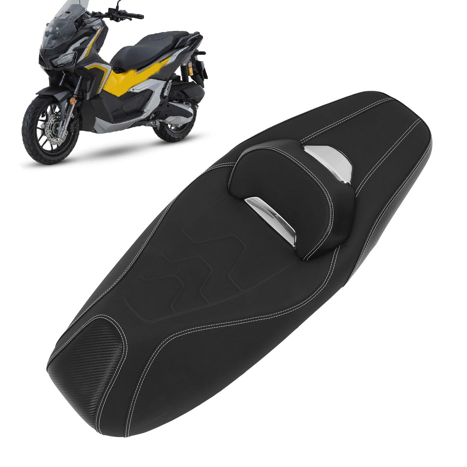 Motorradsitz für ADV160 ADV 160 2021–2024, Einteiliger Motorrad-Fahrer-/Beifahrersitz, Stoßdämpfung, Bequemer, Stilvoller Schwarzer Sitzkissenpolster-Ersatz von Jiawu