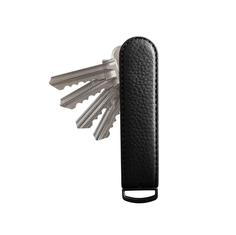 Jibbon Italian Premium Leather Key Organizer - Stylish Key Holder with Marine Grade 316 Stainless Steel, Compact EDC Keychain, Accommodates Up To 9 Keys, Including Car Keys - (All Black) von Jibbon