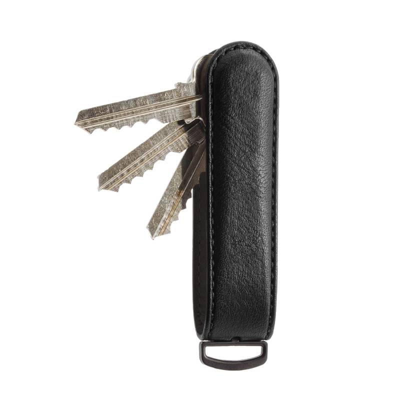 Jibbon Italian Premium Leather Key Organizer - Stylish Key Holder with Marine Grade 316 Stainless Steel, Compact EDC Keychain, Accommodates Up To 9 Keys, Including Car Keys - (All Black) von Jibbon