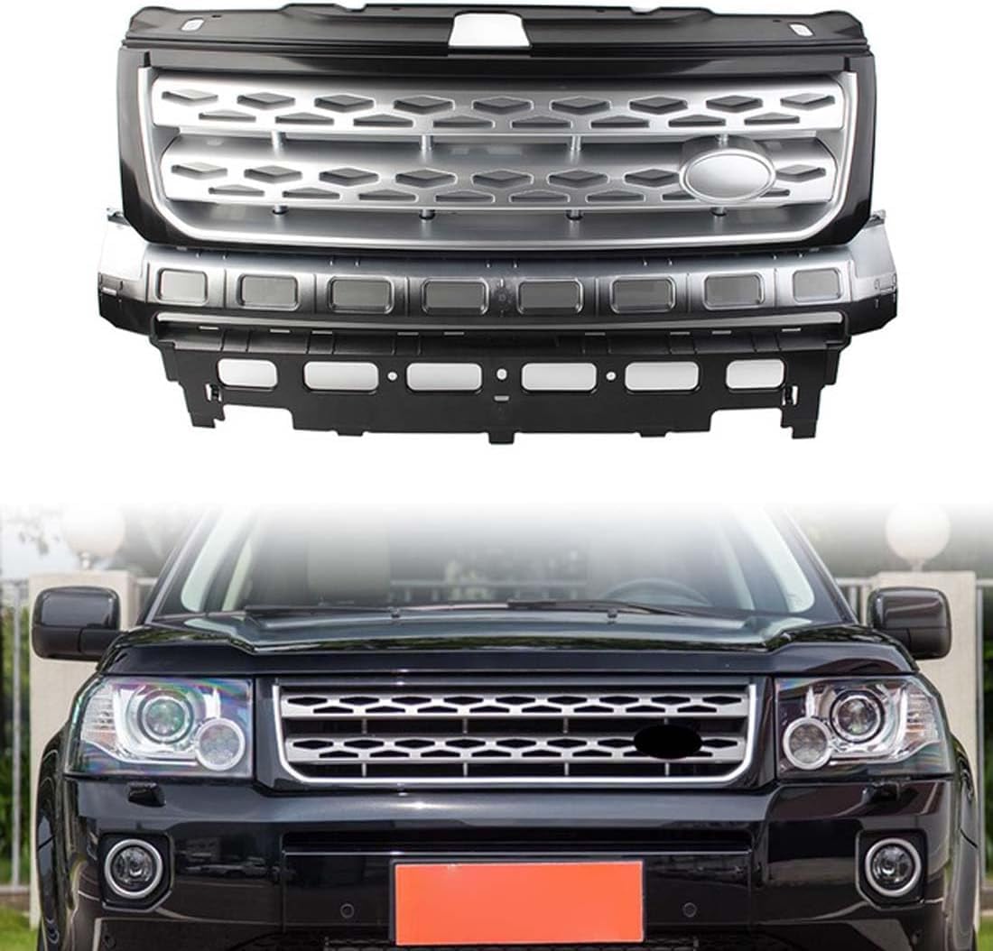 für Land Rover Freelander 2 LR2 2010-2012 2013 2014 2015 2016 Auto-Frontstoßstangengrill Kühler Teile,Racing-Kühlergrill,Modifikation Zubehör,C-Silver Black von JidddD