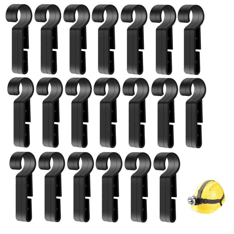 CHENNAN 20 Stück Scheinwerfer-Clip Schutzhelm kopflampe Clip Helmclips für Scheinwerfer Schwarz Stirnlampen Clips-Hardhat Scheinwerferhaken für Feeignet für Alle Arten von Scheinwerfern, Schutzhelm von CHENNAN