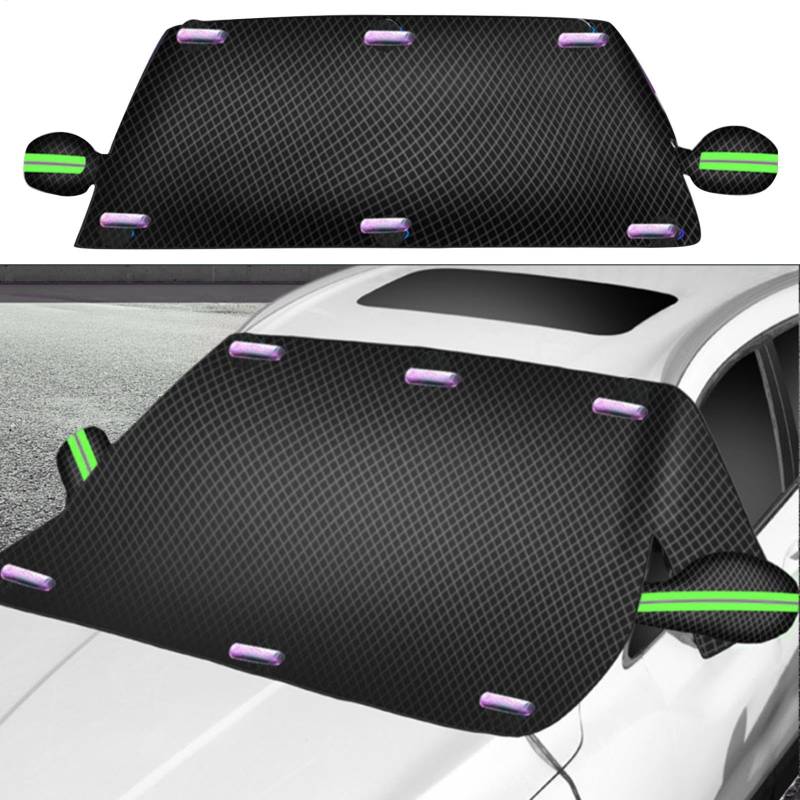 Scheibenabdeckung Auto Winter, 250x114cm Frontscheibenabdeckung Auto, Windschutzscheibenabdeckung Auto, Faltbare Windschutzscheibenabdeckung Mit 6 Magnet Fixierung Für Die Gegen Schnee E-is Frost UV von Jiimhte