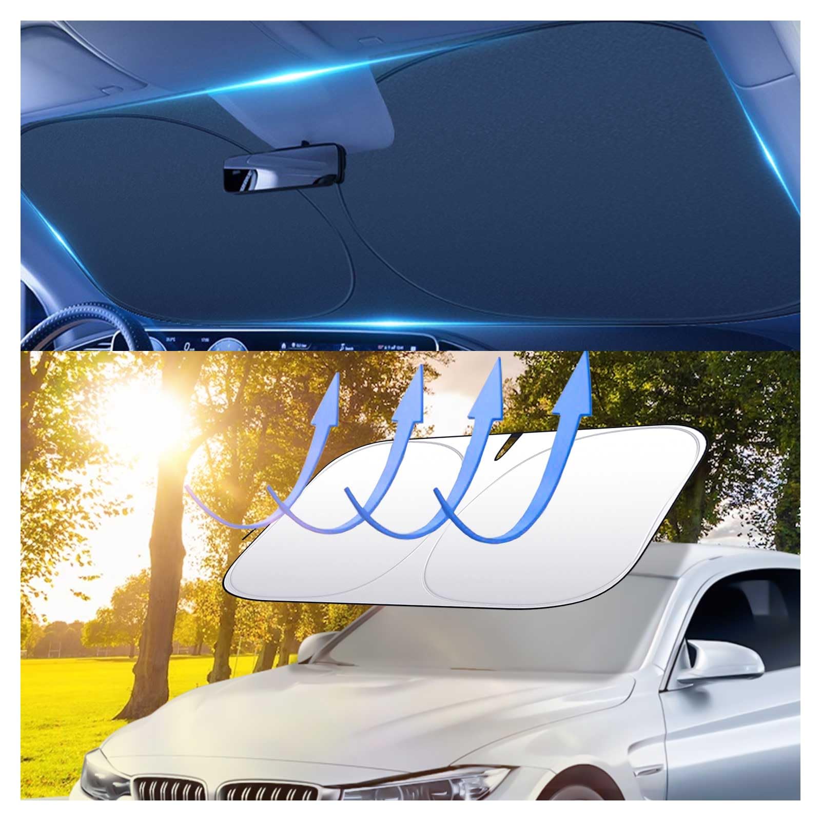Sonnenschutz Auto Frontscheibe,Auto Windschutzscheibe Sonnenblende,Faltbarer Frontscheibenabdeckung Innen,Frontscheibe Sonnenblende,UV-Schutz Sonnenschirm für die meisten SUV MPV LKW-L(145x80CM) von Jiltlu