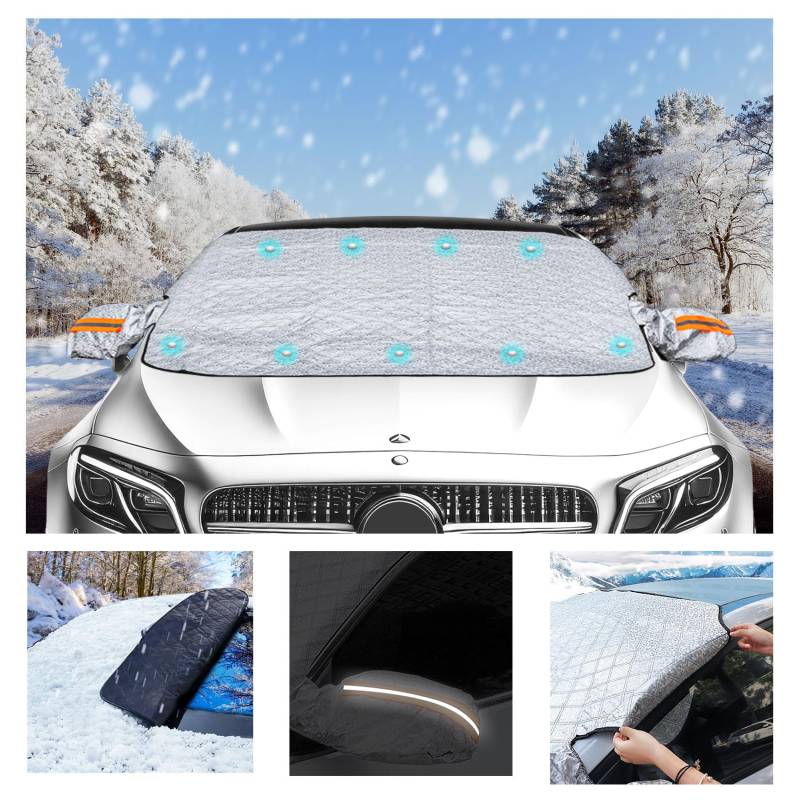 Jiltlu Auto Frontscheibenabdeckung Schneeabdeckung Winter Magnetic Auto Frontscheibenabdeckung Windschutzscheibe Sonnenschutz Schützt Vor UV,Schnee,Hitze,Geeignet für Kleine Autos-M(145CMx115CM) von Jiltlu