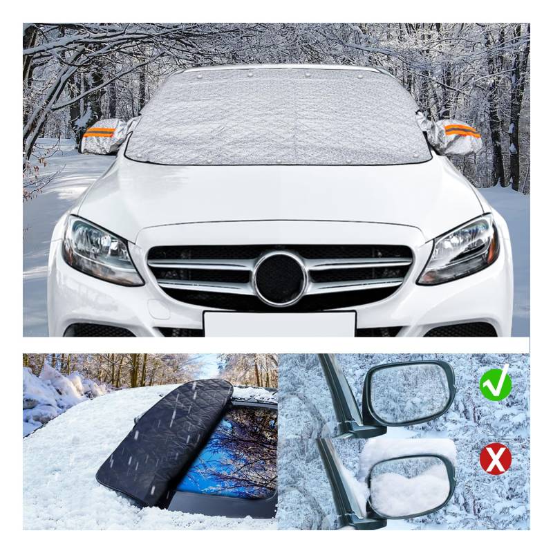 Jiltlu Auto Frontscheibenabdeckung Scheibenabdeckung Winter,Auto Windschutzscheibenabdeckung,Autoscheibenabdeckung,Magnetisch Frostabdeckung Sonnenschutz Car Windscreen Covers for Winter-145CMx115CM von Jiltlu