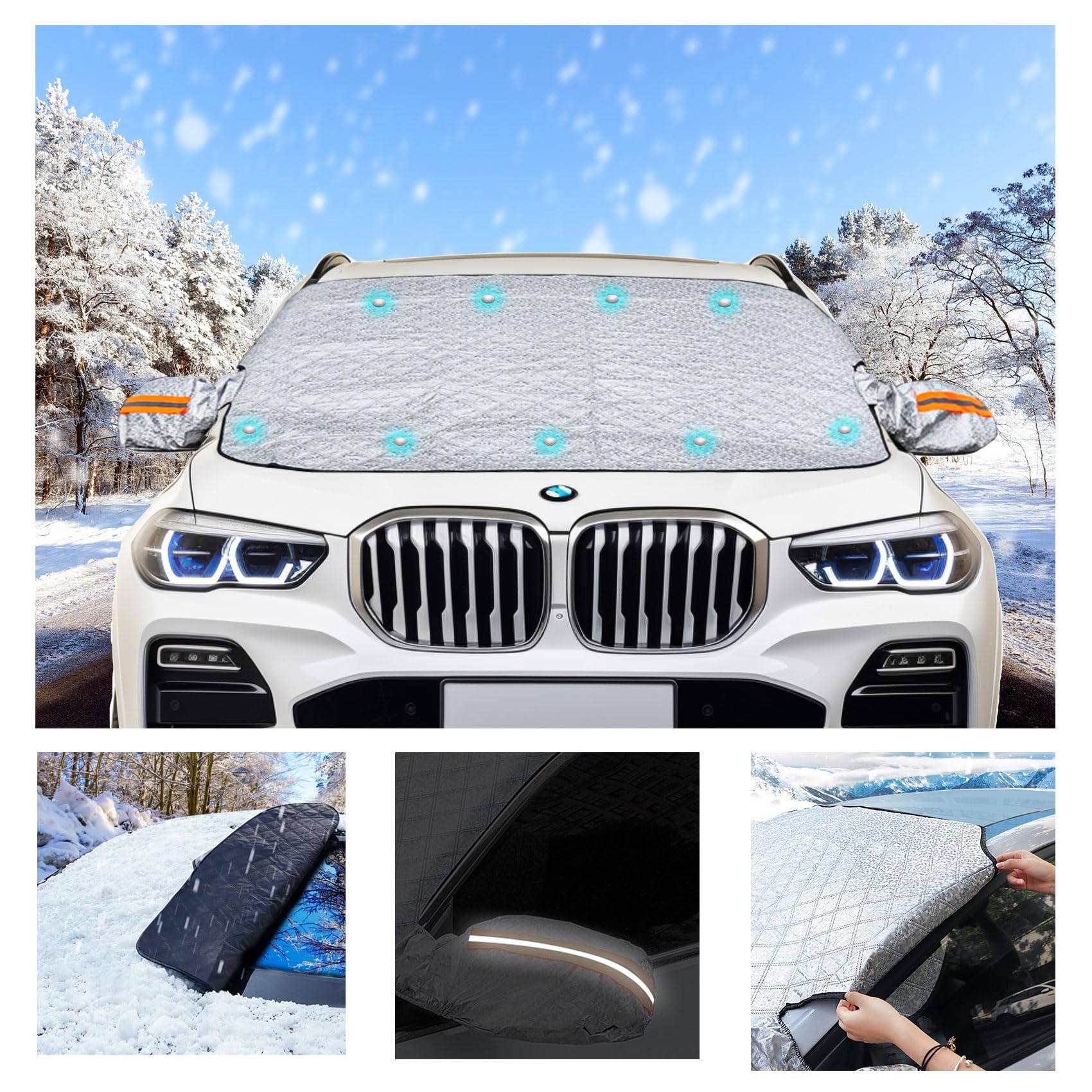 Jiltlu SUV Auto Windschutzscheibe Abdeckung Winter Magnetische Frontscheibenabdeckung Sonnenschutz schützt Vor UV,Hitze,Staub,Geeignet für SUV MPV und die Meisten Autos-L (170CMx145CM) von Jiltlu