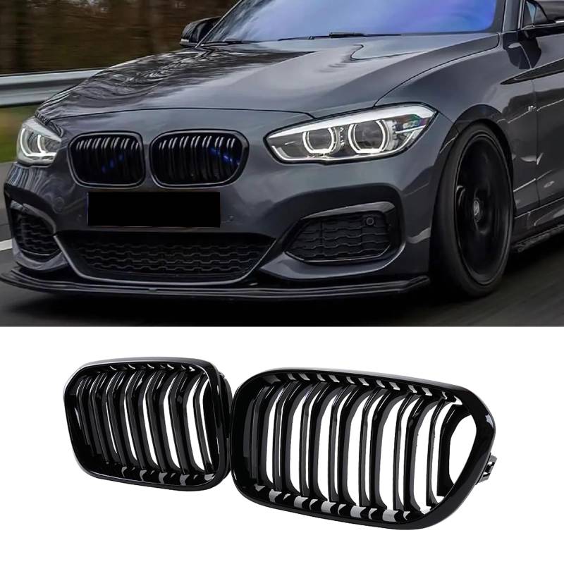 Jinpengyong F20 Nieren Schwarz, Kühlergrille Passend für BMW 1er F20 F21 2015 2016 2017 2018 Facelift (LCI) Doppelsteg Grill (For 1er F20 2015-2018) von Jinpengyong