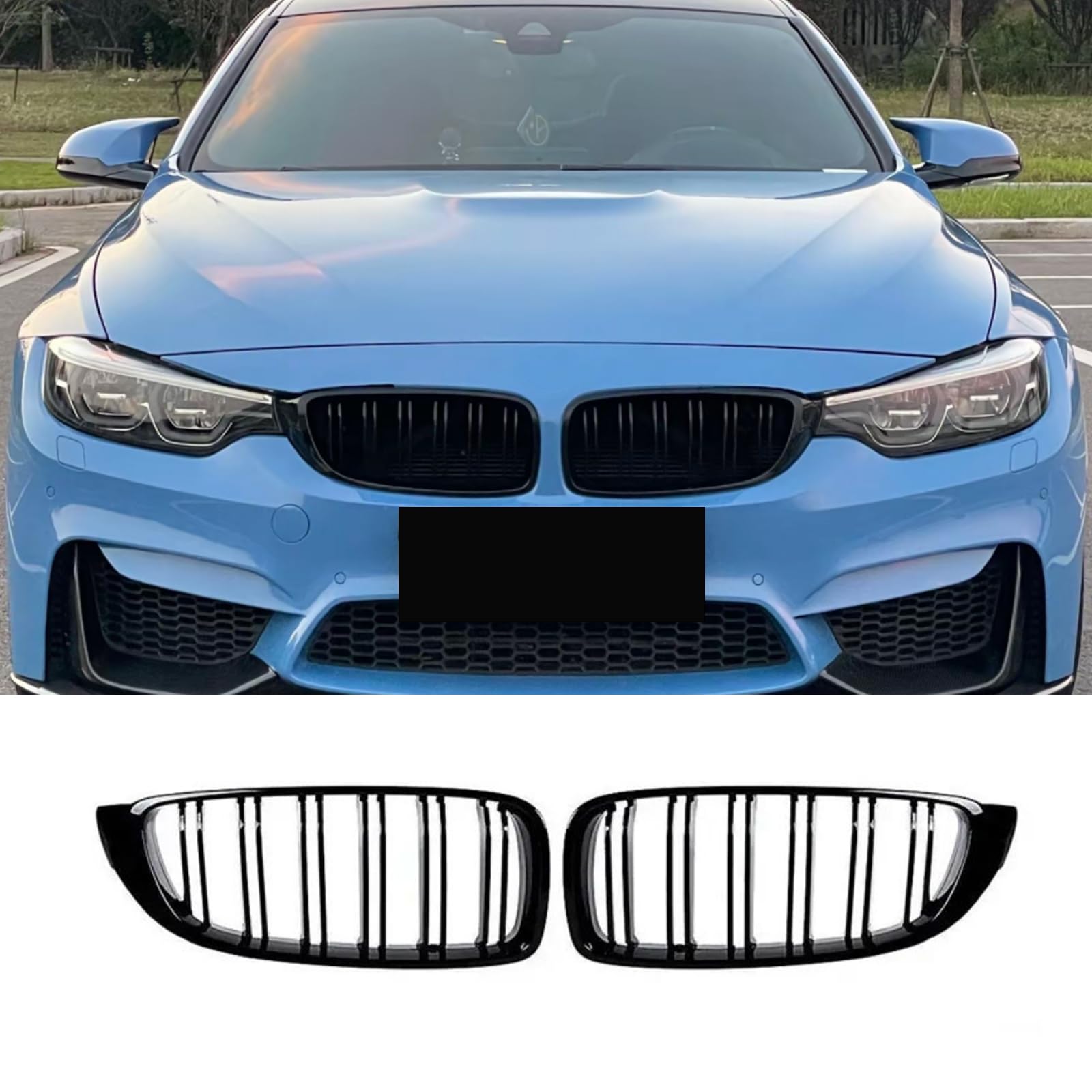 Jinpengyong F32 Nieren grill passend für BMW 4er F32 F33 F36 nieren (2014–2019) F82 M4 F80 M3 (2015–2019) F33 Nieren Schwarz F36 Kühlergrill Vorne Links Rechts Doppell(For 4er F32 2014-2019) von Jinpengyong