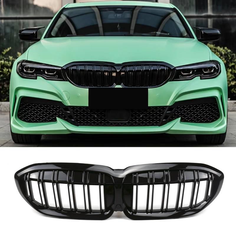 Jinpengyong Schwarze Kühlergrille G20 G21, passend für BMW 3er Serie G20 G21 (2019-2022), Glänzend Schwarzer Vordergrill 316i 318i 320i 328i 330i 335i 340i Doppelsteg Nieren(For 3er G20 2019-2022) von Jinpengyong