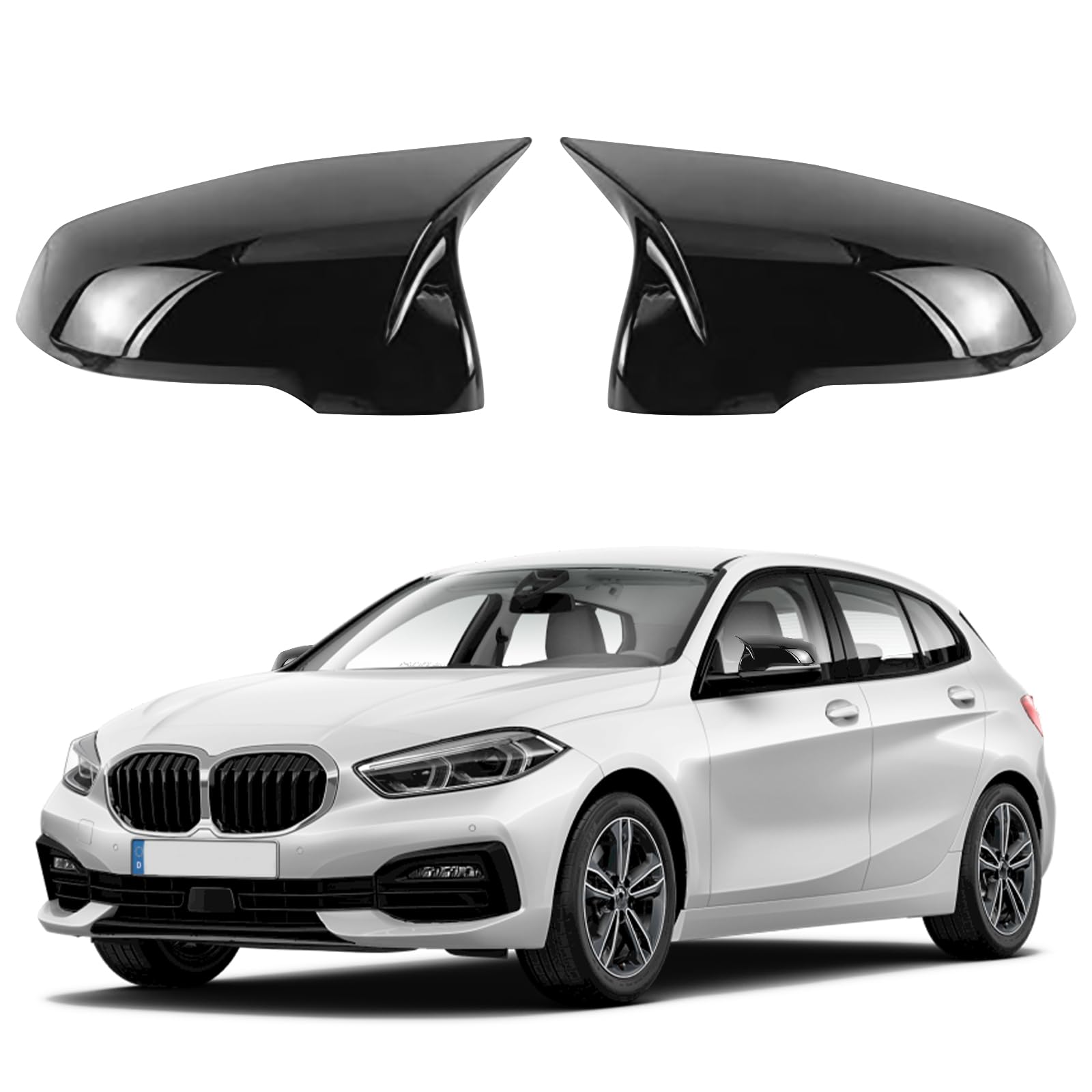 1 Paar Spiegelabdeckungen Ersatz für BMW 1 series Touring F40/F53 2017-2024/2 series Gran Coupe F44 2020-2024/X1 F48 F49 2016-2022/X2 F39 2018-2023, Auto Spiegelkappen Außenspiegelkappe von JinsenTGG