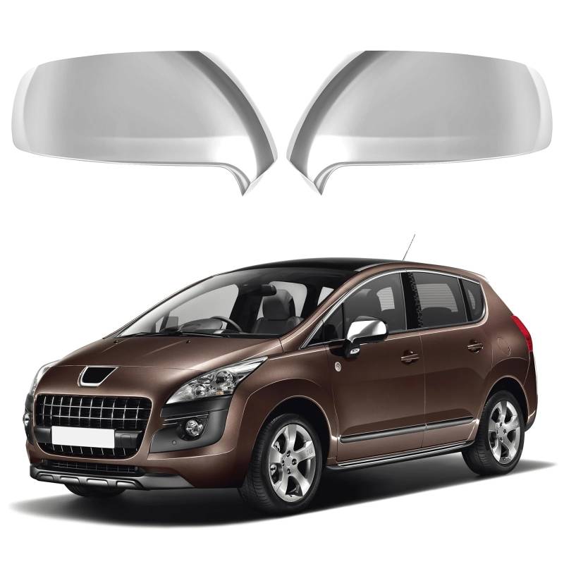 1 Paar Spiegelabdeckungen Ersatz für Peugeot 3008/5008 2009-2016, Auto Spiegelkappen Außenspiegelkappe Rückspiegelkappe Abdeckungen Glänzend Ersatz für Citroen C3/C4 Picasso 2006-2017 (Silber) von JinsenTGG