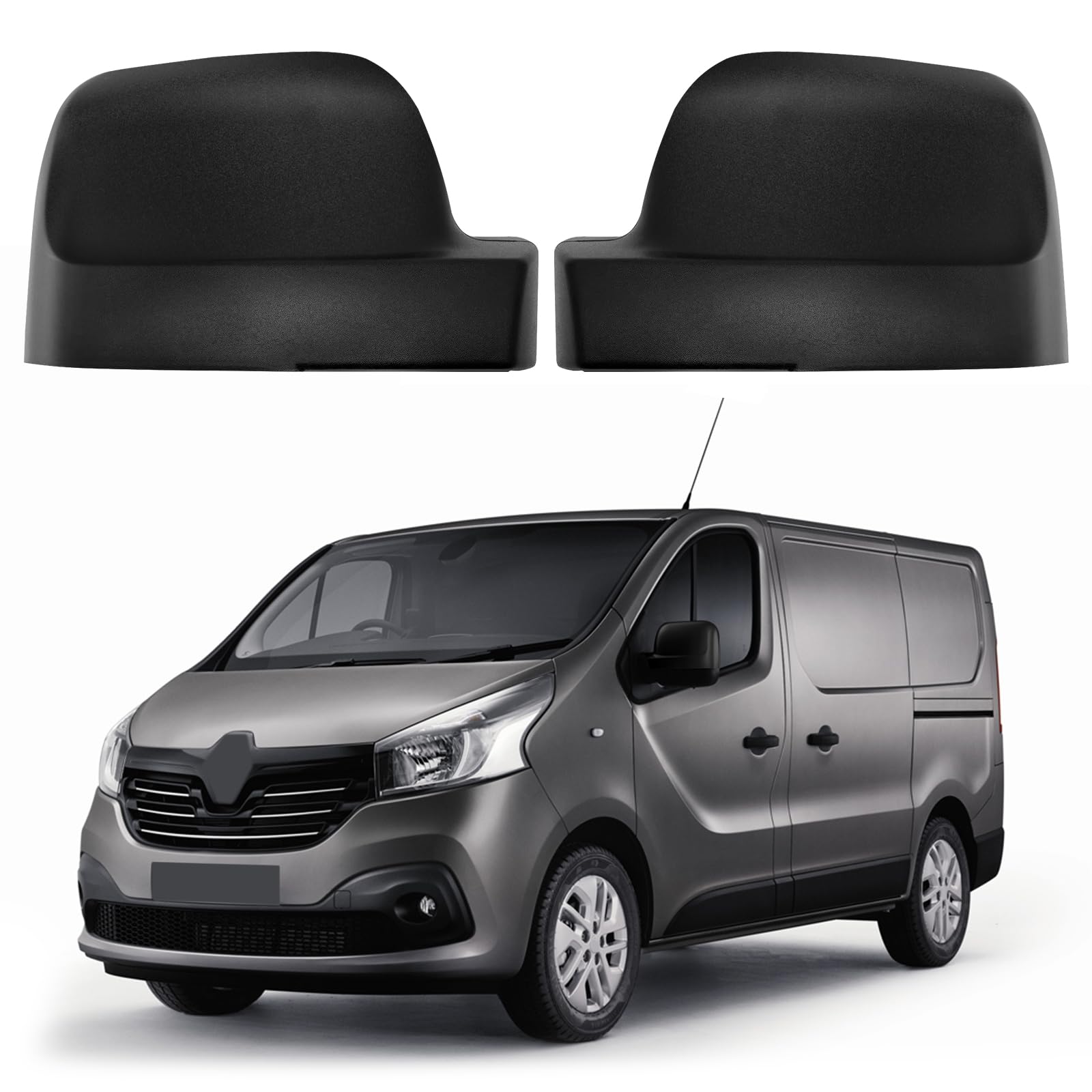 1 Paar Spiegelabdeckungen Ersatz für Renault Trafic III 2014-2024, Auto Spiegelkappen Außenspiegel Rückspiegelkappe Seitenspiegel Abdeckungen, Außenspiegelgehäuse (Schwarz) von JinsenTGG