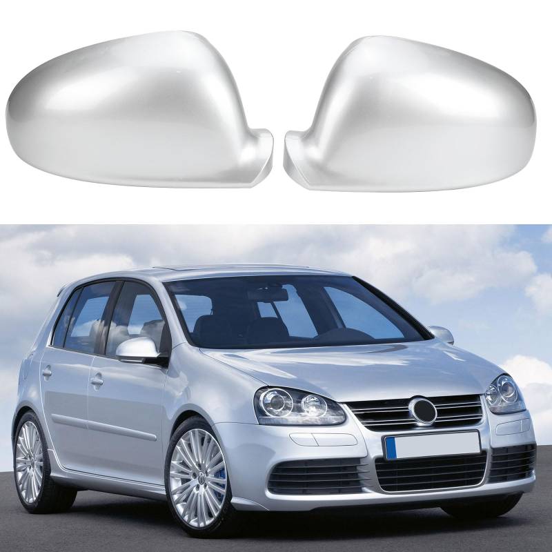 1 Paar Spiegelabdeckungen Ersatz für VW Golf MK5 Mk6 Plus/EOS/Jetta MK5/Passat B5.5 B6/Sharan, Auto Spiegelkappen Außenspiegel Außenspiegelkappe Rückspiegelkappe Ersatz für Skoda Superb B5 (Silber) von JinsenTGG