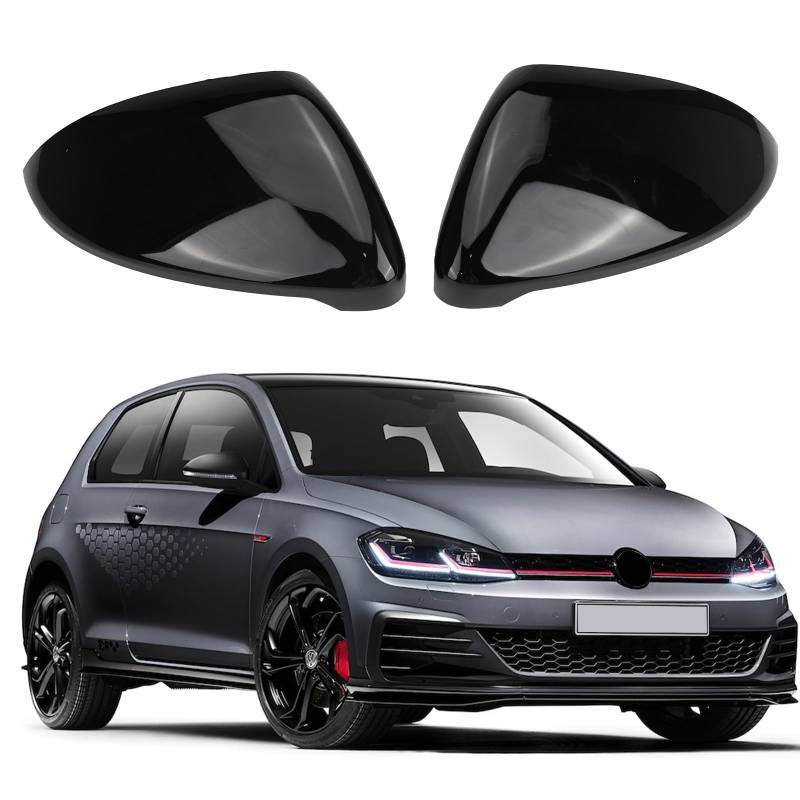 1 Paar Spiegelabdeckungen Ersatz für VW Golf MK7 MK7.5 R GTD VII 2013-2018, Auto Spiegelkappen Außenspiegel Außenspiegelkappe Rückspiegelkappe Ersatz für VW Touran 2016 2017(Schwarz) von JinsenTGG