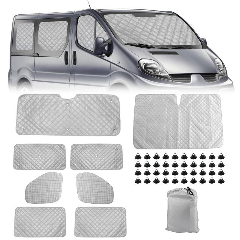 8PCS Technology Thermomatte Ersatz für Renault Trafic SWB 2015-2024/Vivaro 2014-2018/NV300 2014–2021/Talento 2016–2020, Aluminiumfolie Faltbar Sonnenblende, Sonnenschutz Frontscheibe Abdeckung von JinsenTGG