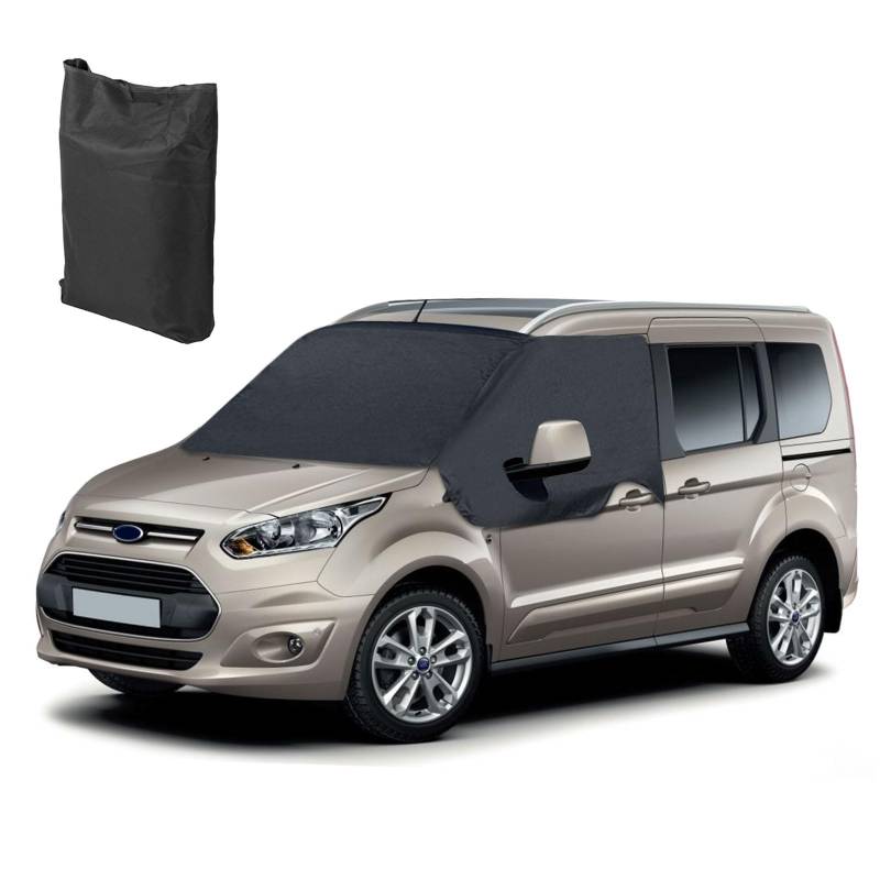 Auto Windschutzscheiben Abdeckung Kompatibel mit Ford Transit Connect 2012-2021, 600D Frontscheiben Sonnenschutz, 100% Verdunkelnd, Blockiert UV Strahlen, Wetterfeste Frontscheibe Wrap Cover von JinsenTGG