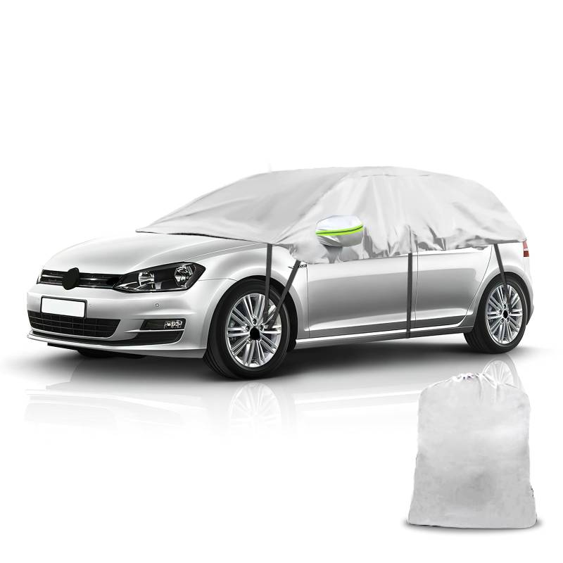 Autoabdeckung Halbgarage Wasserdicht Ersatz für VW Golf MK5/MK6/MK7/MK8 2004-2023, Winddichte Halbabdeckung für Allwetter, UV-Beständige Vollgarage Regen Sonne Staub Schutz, Silber von JinsenTGG