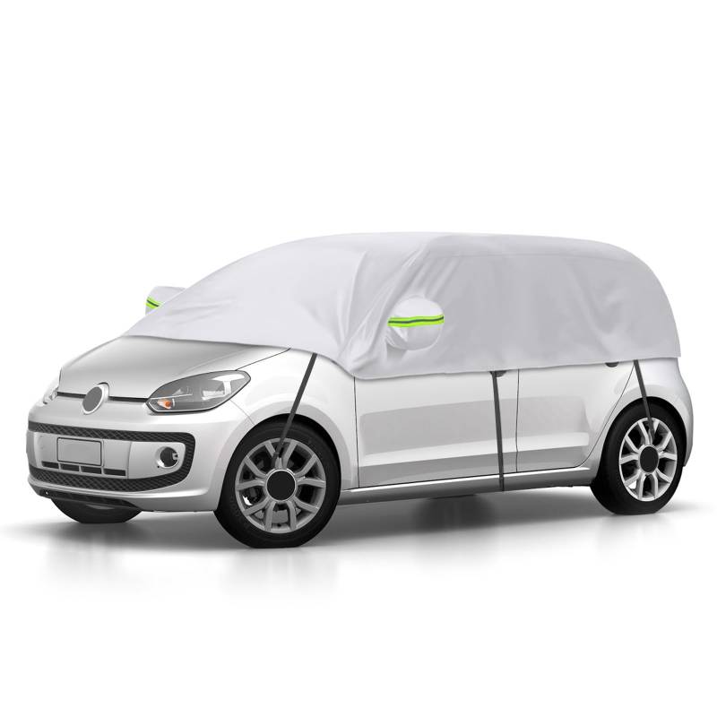 Autoabdeckung Halbgarage Wasserdicht Ersatz für VW UP/SEAT MII//Skoda Citigo 2011-2024, Winddichte Autoplane Halbabdeckung für Allwetter, UV-Beständige Regen Sonne Staub Schutz, Silber von JinsenTGG