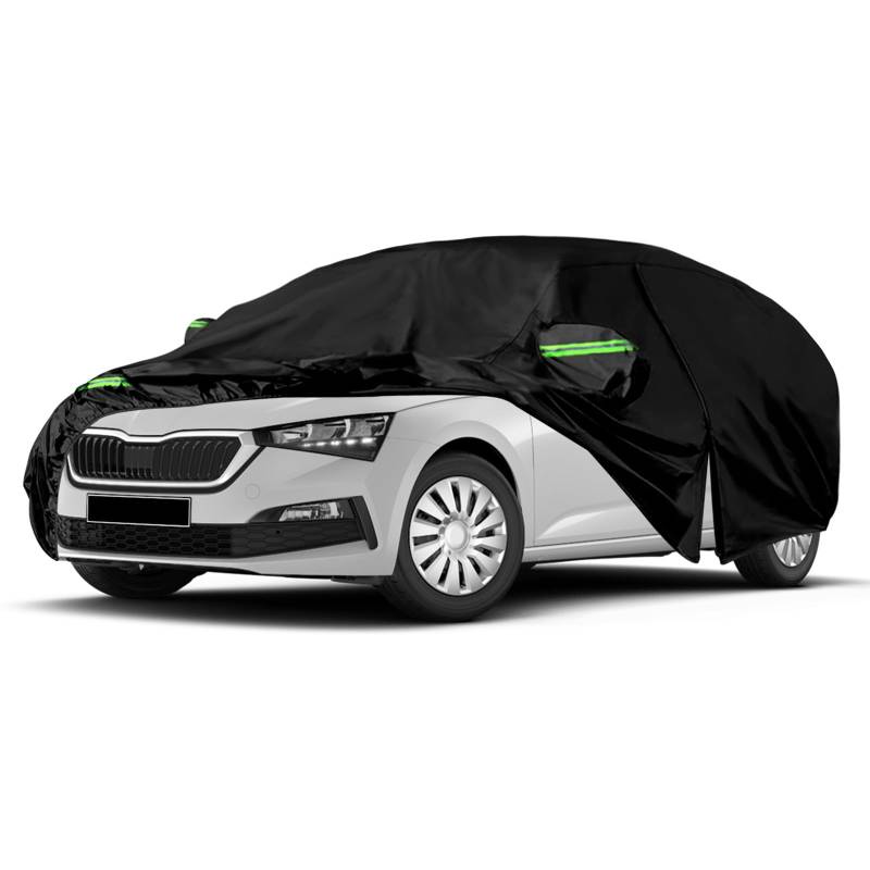 Autoabdeckung Wasserdicht Ersatz für Skoda Scala 2019-2023, Auto Abdeckplane Autogarage Autoplane Ganzgarage, Atmungsaktive Vollgarage Wasserdicht Reflexionsstreifen Schwarz von JinsenTGG