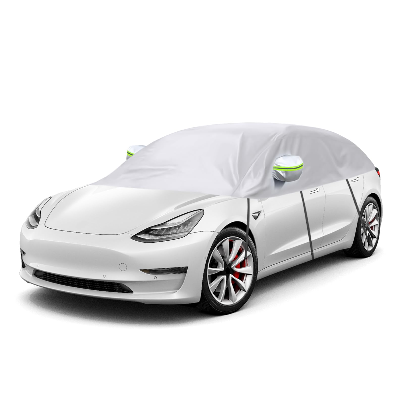 Autoabdeckung Wasserdicht Ersatz für Tesla Model 3 2017-2023, Halbgarage, Autohülle Autoplane, Winddichte Halbabdeckung für Allwetter, UV-Beständige Regen Sonne Staub Schutz (for Model 3-Silber) von JinsenTGG