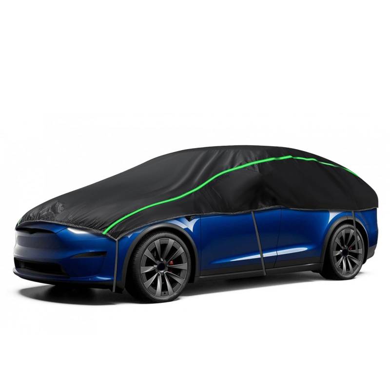 Autoabdeckung Wasserdicht Ersatz für Tesla Model Y 2020-2023, Halbgarage, Autohülle Autoplane, Winddichte Halbabdeckung für Allwetter, UV-Beständige Vollgarage Regen Sonne Staub Schutz von JinsenTGG