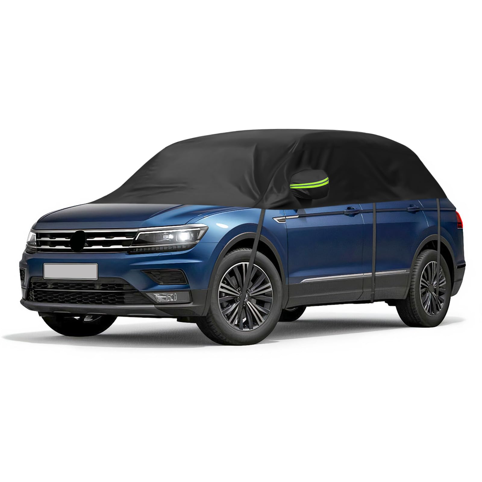 Autoabdeckung Wasserdicht Ersatz für VW Tiguan (SWB) 2007-2018/2016-2023, Halbgarage, Autohülle Autoplane, Winddichte Halbabdeckung für Allwetter, UV-Beständige Vollgarage Regen Sonne Staub Schutz von JinsenTGG