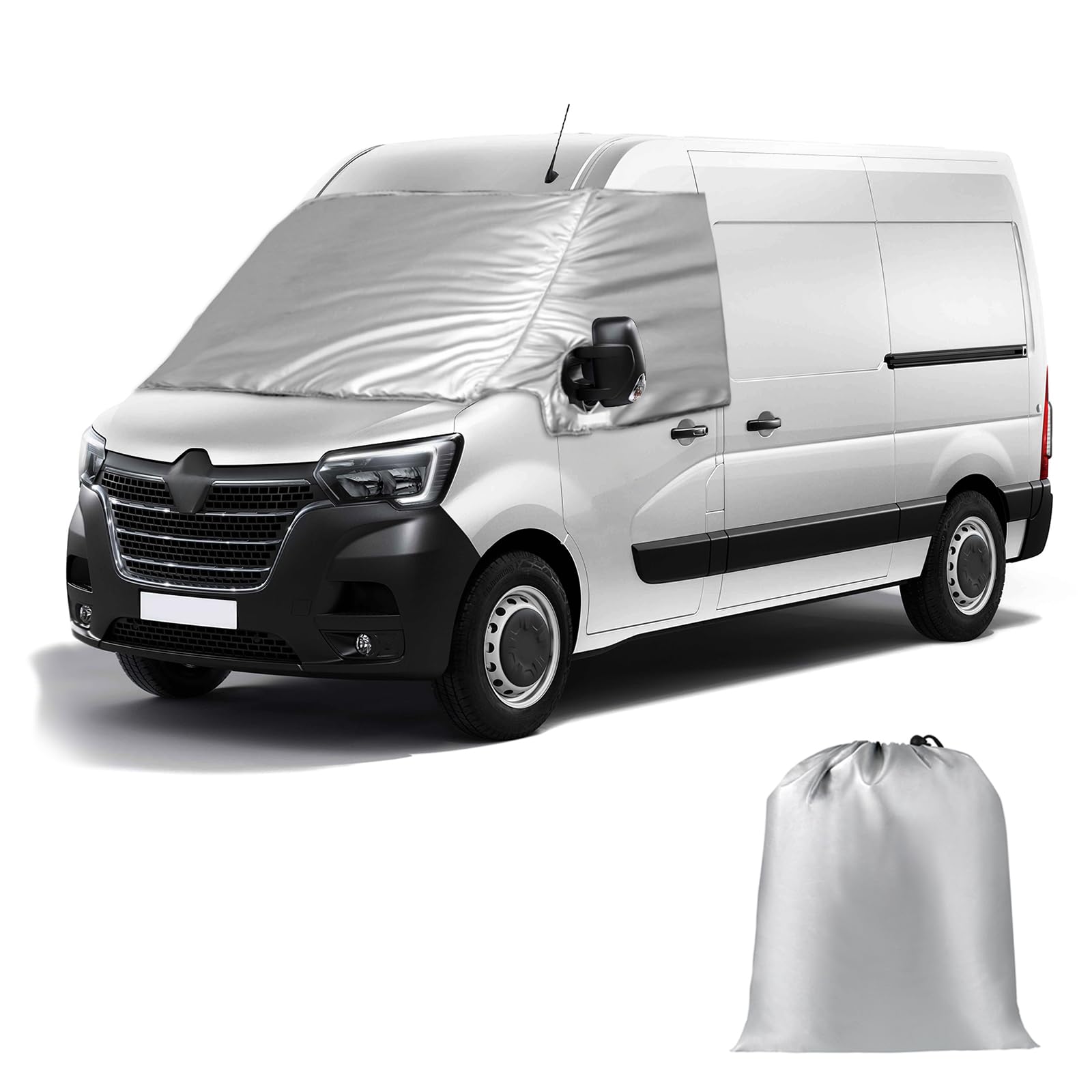 Frontscheibe Wrap Cover Ersatz für Renault Master 2010-2023, Ersatz für Opel Movano 2010-2023, Auto Windschutzscheiben Abdeckung Ersatz für Nissan NV400, 600D Luxus Sonnenschutz Schnee-Eisschutz von JinsenTGG