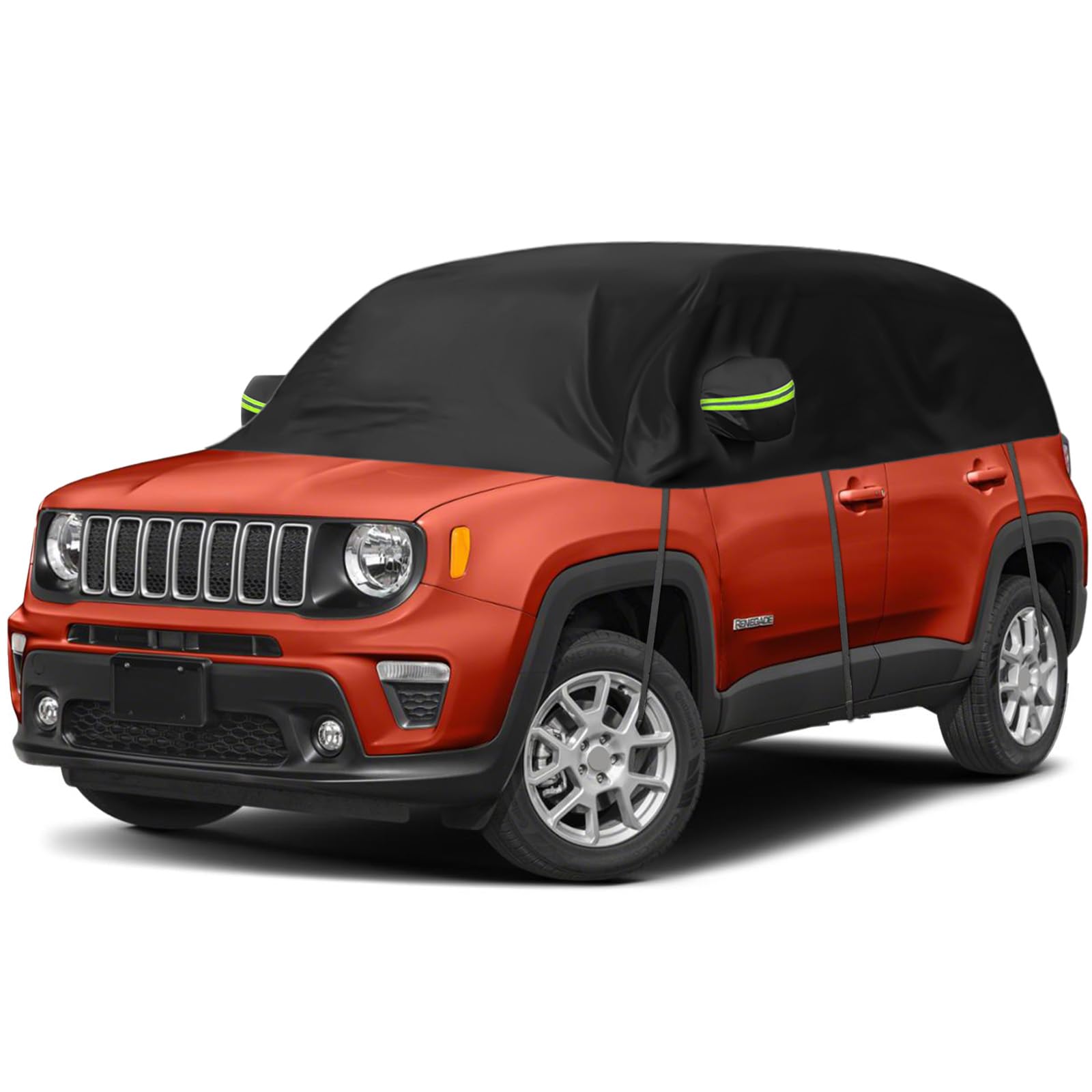 Halbe Autoabdeckung Ersatz für Jeep Renegade 2014-2024, Halbgarage, Upgrade Verdickter Stoff Allwetter Halbabdeckung Reflektierende Autoabdeckung wasserdichte Schutzhülle UV-Schutz Schneeschutz von JinsenTGG