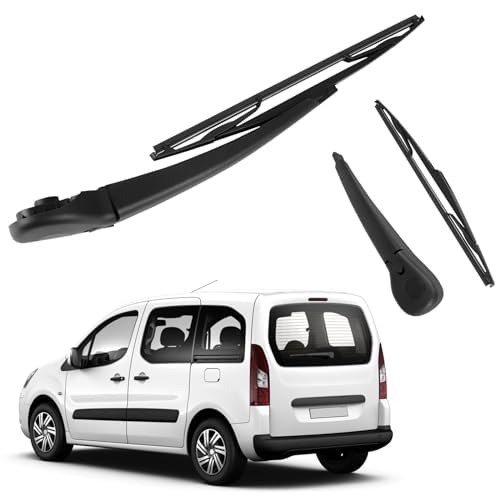 Hinterer Scheibenwischerarm Ersatz für Citroen Berlingo 2008-2021, Heckscheibenwischer & Heckwischerarm Ersatz für Peugeot Partner 2008-2021, Auto Heckwischerblatt Blatt Kit Wasserdicht von JinsenTGG