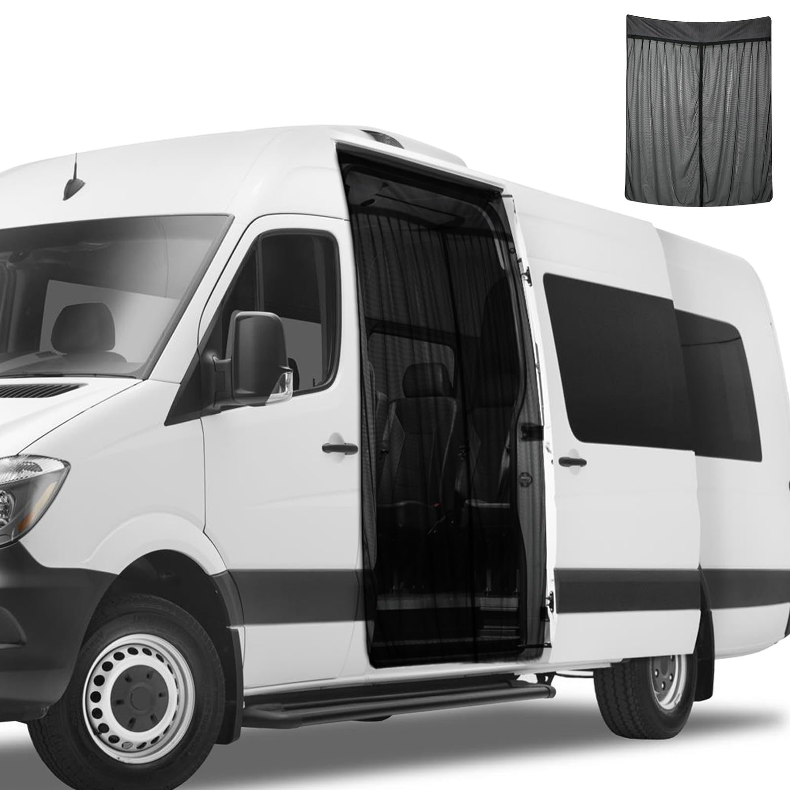 Insektennetz Ersatz für Mercedes-Benz Sprinter High Roof, Auto Seitentür Schiebetür Insektennetz, Einschichtiges Netz Magnetische Moskitonetze Atmungsaktiv Insekten für Outdoor-Camping von JinsenTGG