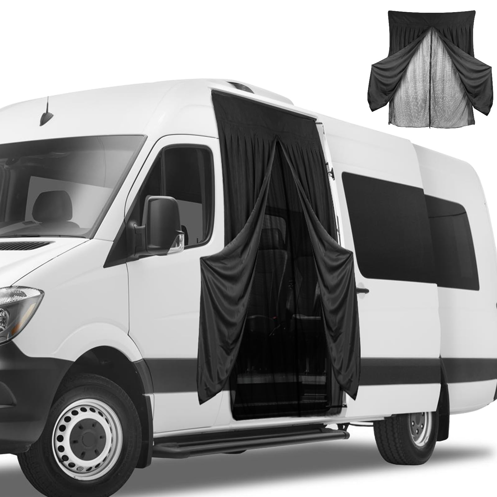 Insektennetz Ersatz für Mercedes-Benz Sprinter High Roof, Auto Seitentür Schiebetür Insektennetz, Zweischichtig Magnetische Moskitonetze mit Wildleder außen für Bugs Insekten für Outdoor-Camping von JinsenTGG