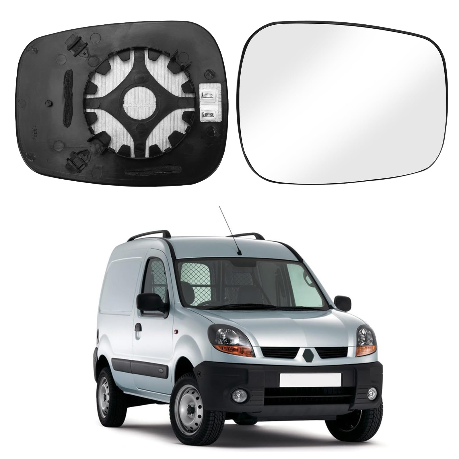 JinsenTGG Spiegelglas Ersatz für Renault Kangoo I 2004-2009, Beheizbar Außenspiegel Glas Asphärisch Verstellbar Geeignet, Umkehrlinse Rückfahrglas Spiegel (Rechts) von JinsenTGG