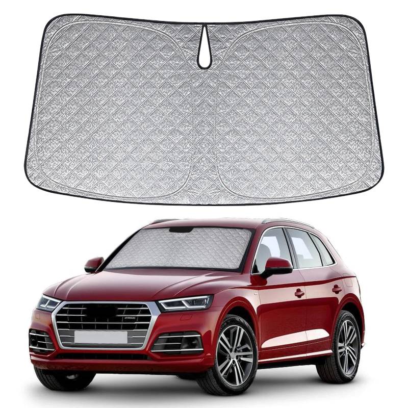 Sonnenschutz Auto Frontscheibe Ersatz für Audi Q5 2018-2024, Auto Windschutzscheibe Sonnenschutz Innen, Faltbar Sonnenschirm Auto UV Schutz Reflektierender Staub Schutz Sonnenschutzfolie Zubehör von JinsenTGG