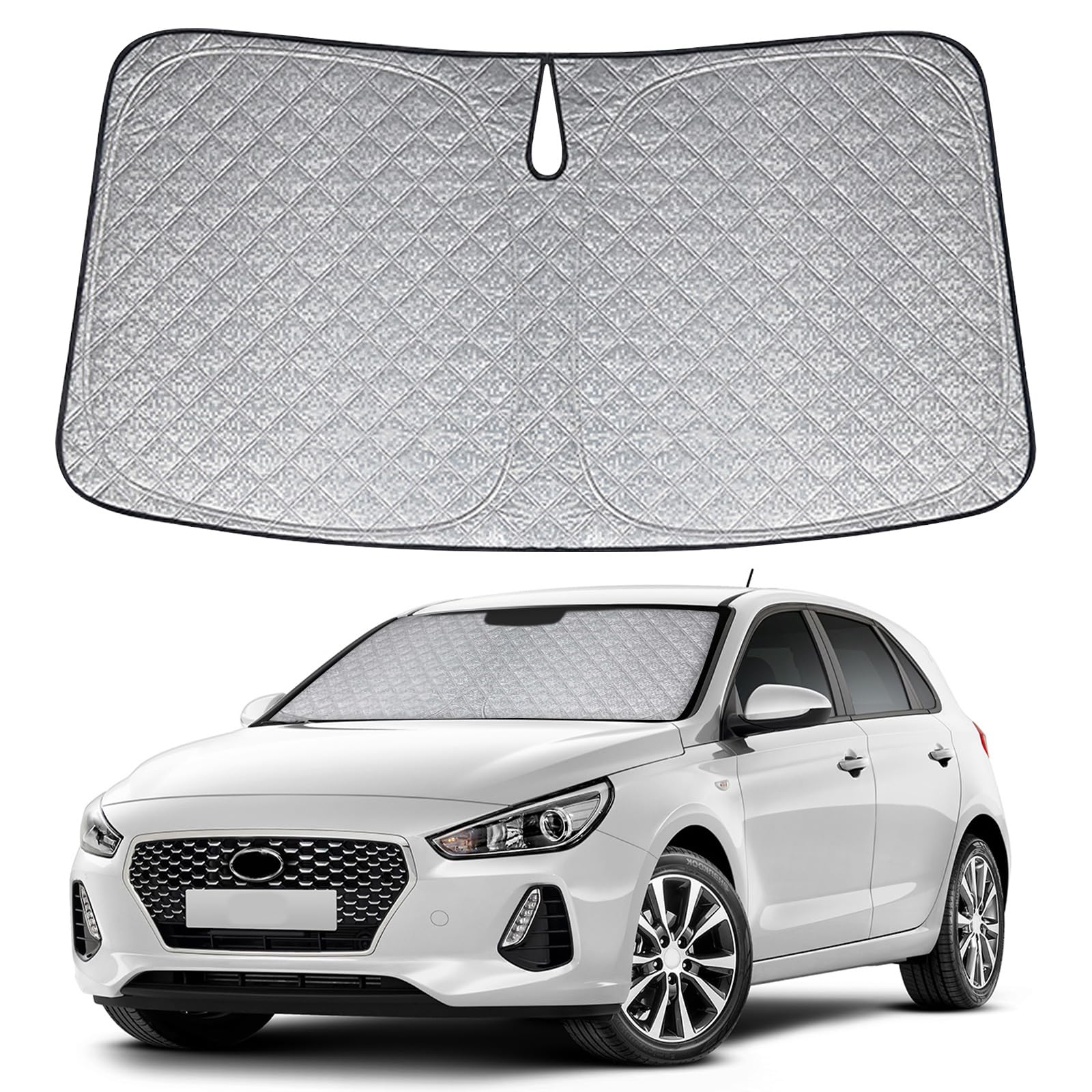 Sonnenschutz Auto Frontscheibe Ersatz für Hyundai i30 2016-2024, Auto Windschutzscheibe Sonnenschutz Innen, Faltbar Sonnenschirm Auto UV Schutz Reflektierender Staub Schutz Sonnenschutzfolie Zubehör von JinsenTGG