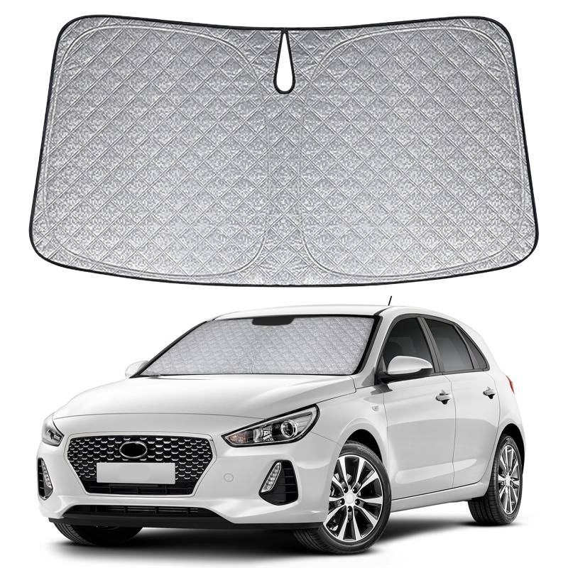 Sonnenschutz Auto Frontscheibe Ersatz für Hyundai i30 2016-2024, Auto Windschutzscheibe Sonnenschutz Innen, Faltbar Sonnenschirm Auto UV Schutz Reflektierender Staub Schutz Sonnenschutzfolie Zubehör von JinsenTGG