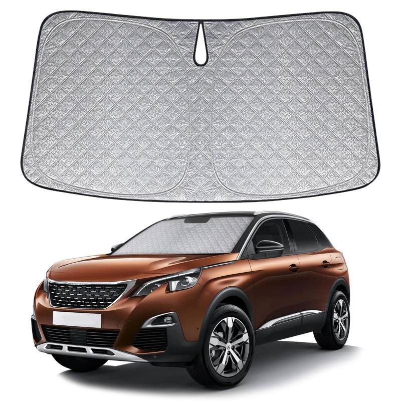 Sonnenschutz Auto Frontscheibe Ersatz für Peugeot 3008 2008-2016, Auto Windschutzscheibe Sonnenschutz Innen, Faltbar Sonnenschirm Auto UV Schutz Reflektierender Staub Schutz Sonnenschutzfolie Zubehör von JinsenTGG