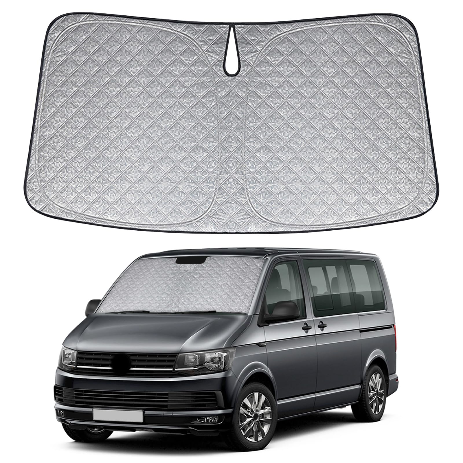 Sonnenschutz Auto Frontscheibe Ersatz für VW T5 2003-2021, Auto Windschutzscheibe Sonnenschutz Innen, Faltbar Sonnenschirm Auto UV Schutz Reflektierender Staub Schutz Sonnenschutzfolie Zubehör von JinsenTGG