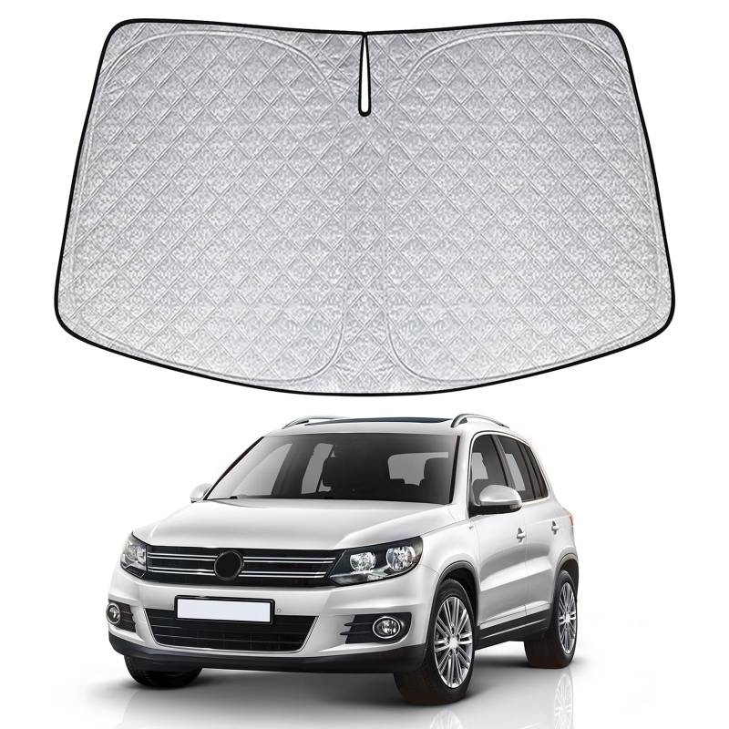 Sonnenschutz Auto Frontscheibe Ersatz für VW Tiguan 2010-2017, Auto Windschutzscheibe Sonnenschutz Innen, Faltbar Sonnenschirm Auto UV Schutz Reflektierender Staub Schutz Sonnenschutzfolie Zubehör von JinsenTGG