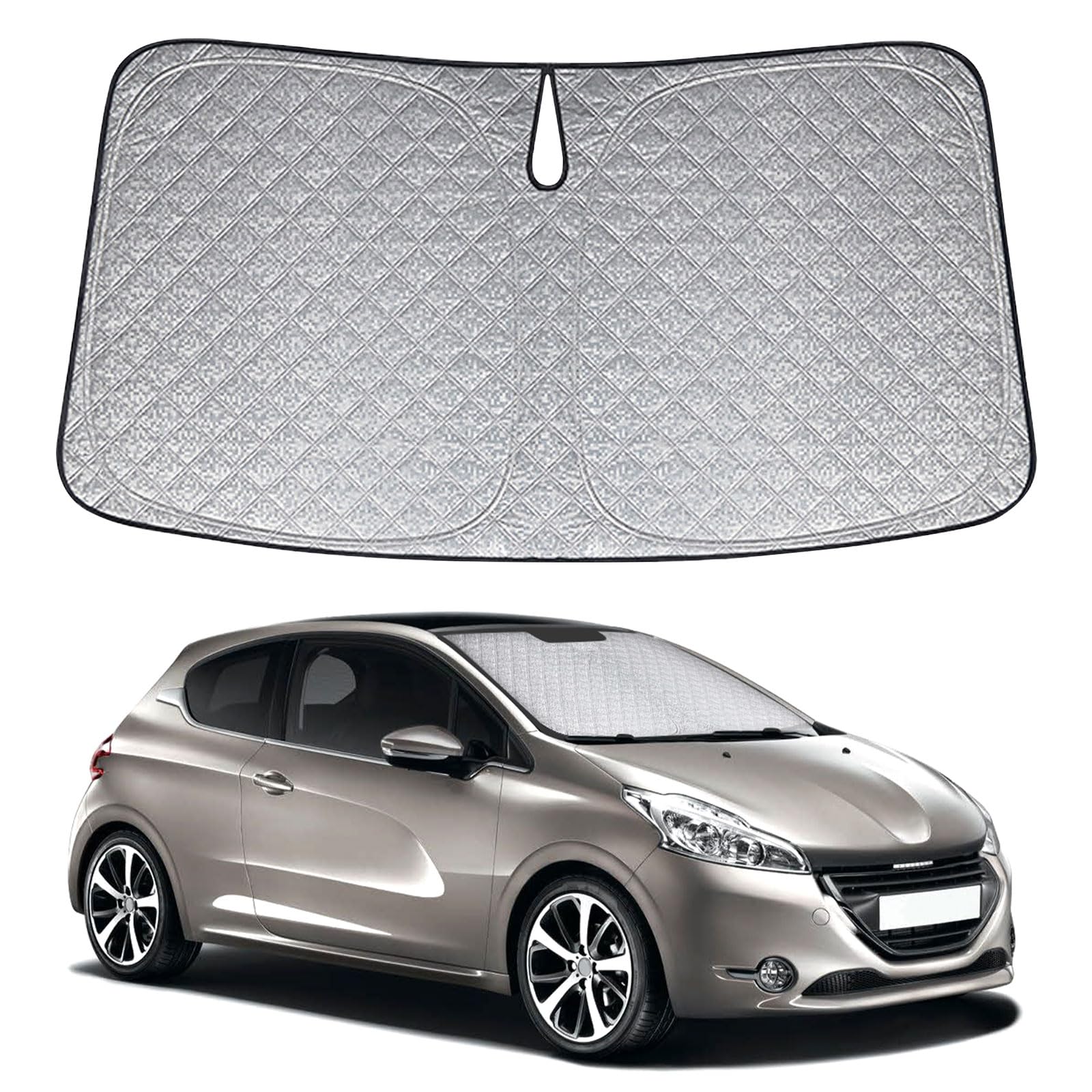 Sonnenschutz Auto Frontscheibe Kompatibel mit Peugeot 208 2019-2024, Windschutzscheibe Sonnenschutz Innen, Faltbar Sonnenschirm UV Schutz Reflektierender Staub Schutz Sonnenschutzfolie Zubehör von JinsenTGG