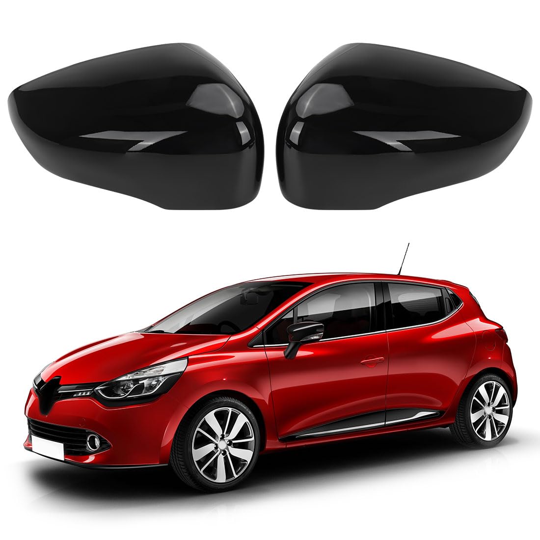 Spiegelabdeckungen Ersatz für Renault Clio 4 2012-2020, Capture First Generation J87 2013-2019, Zoe 2012-2024, Auto Außenspiegelkappe Schwarz Rückspiegelkappe Links & Rechts, 963732631R 963732631 von JinsenTGG