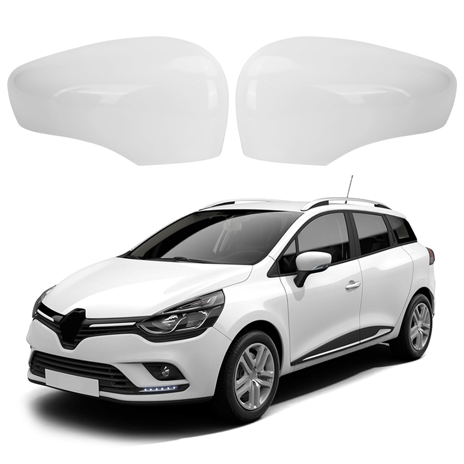 Spiegelabdeckungen Ersatz für Renault Clio 4 2012-2016, Capture First Generation J87 2013-2019, Zoe 2012-2024, Auto Außenspiegelkappe Rückspiegelkappe Links & Rechts, 963732631R 963732631 - Weiß von JinsenTGG