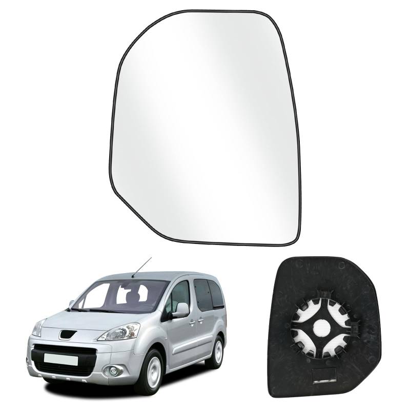 Spiegelglas Ersatz für Citroen Berlingo 2008-2013, Außenspiegel Glas Asphärisch Ersatz für Peugeot Partner 2008-2013, Außenspiegel Verstellbar Umkehrlinse Rückfahrglas (Links) von JinsenTGG