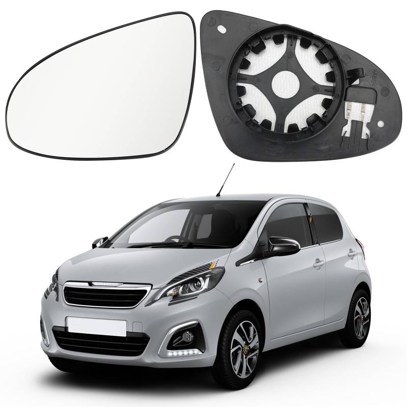 Spiegelglas Ersatz für Citroen C1 2014-2020, Außenspiegel Glas Asphärisch Ersatz für Peugeot 108, Außenspiegel Verstellbar Umkehrlinse Rückfahrglas Ersatz für Toyota Aygo AB40 2014-2020 (Links) von JinsenTGG