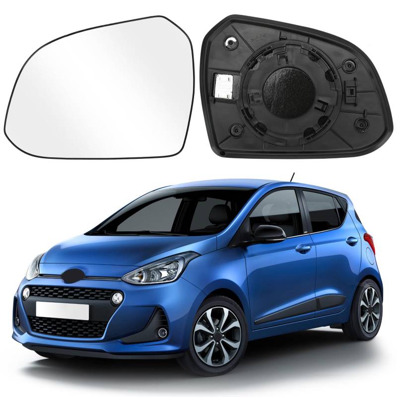 Spiegelglas Ersatz für Hyundai i10 2013-2019, Außenspiegel Glas Asphärisch Verstellbar Umkehrlinse Rückfahrglas Geeignet, Umkehrlinse Rückfahrglas Spiegel (Links) von JinsenTGG