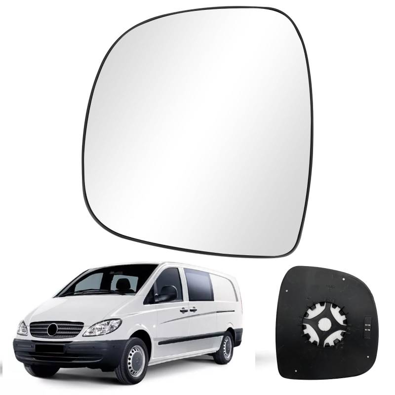 Spiegelglas Ersatz für Mercedes-Benz Vito W639 2003-2010, Außenspiegel Glas Asphärisch Verstellbar Geeignet, Umkehrlinse Rückfahrglas Spiegel (für W639-Links) von JinsenTGG