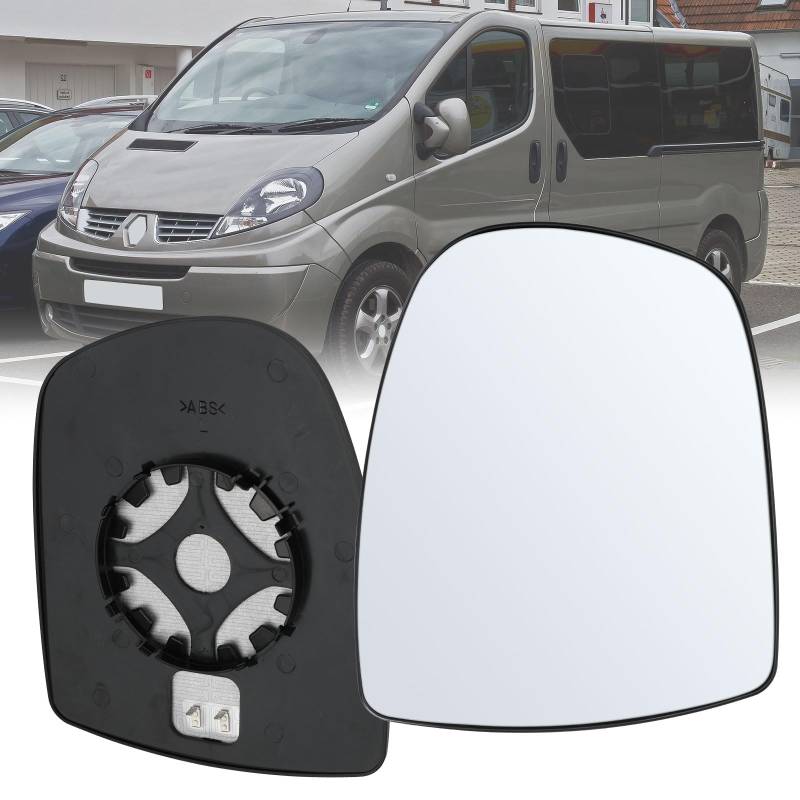 Spiegelglas Ersatz für Renault Trafic MK2 2001-2014, Ersatz für Opel Vivaro A 2001-2014, Außenspiegel Glas Asphärisch Verstellbar Umkehrlinse Rückfahrglas Geeignet Ersatz für Nissan Primastar (Links) von JinsenTGG