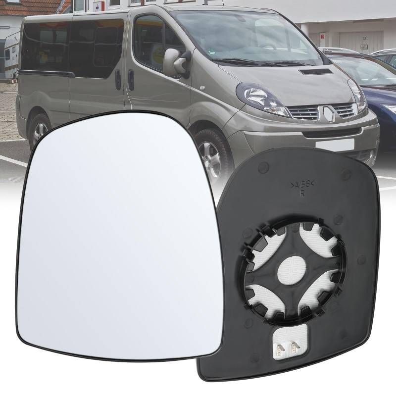 Spiegelglas Ersatz für Renault Trafic MK2 2001-2014, Ersatz für Opel Vivaro A 2001-2014, Außenspiegel Glas Asphärisch Verstellbar Umkehrlinse Rückfahrglas Geeignet Ersatz für Nissan Primastar (Rechts) von JinsenTGG