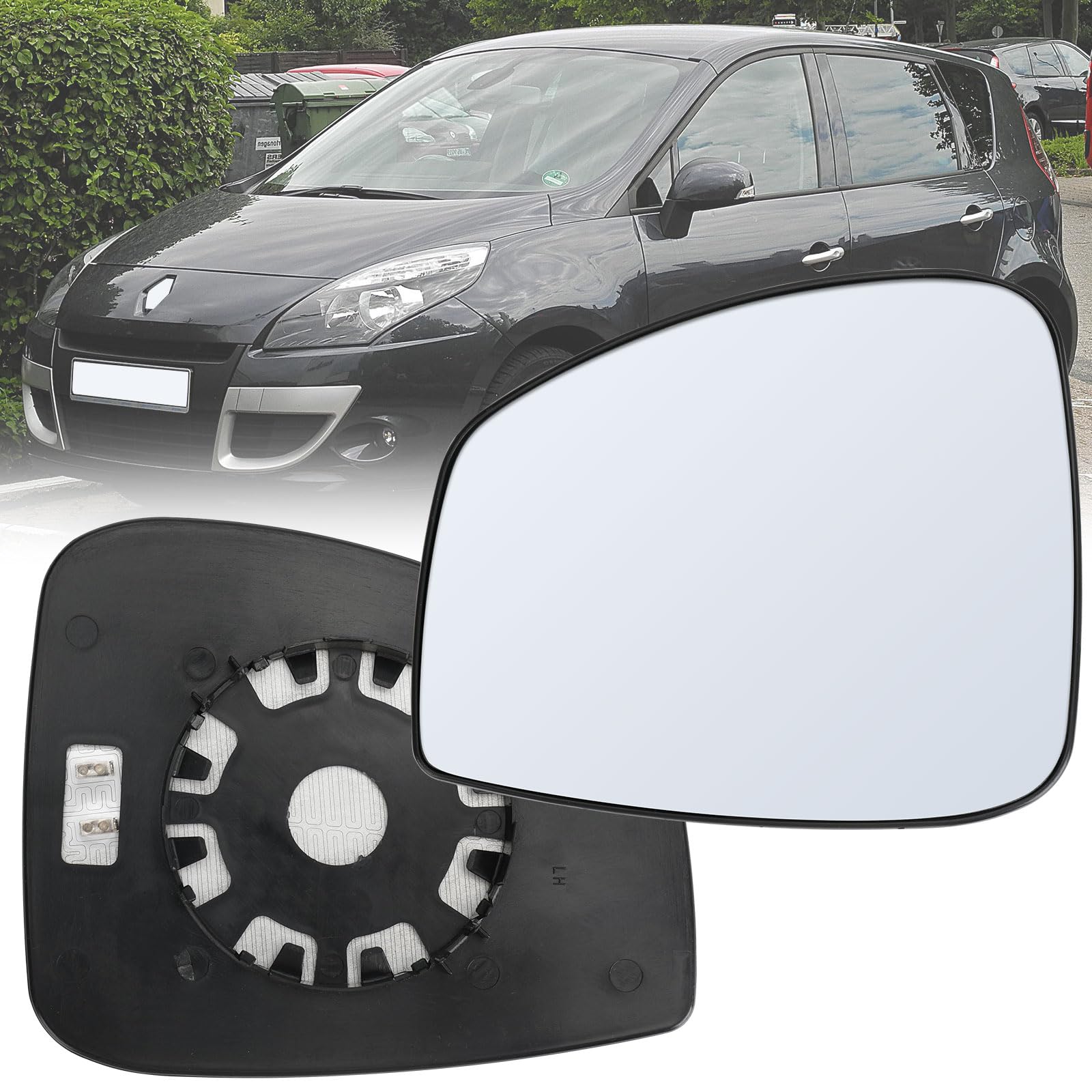 Spiegelglas Ersatz für Renault scenic MK3 2009-2015, Außenspiegel Glas Asphärisch, Außenspiegel Verstellbar Geeignet, Umkehrlinse Rückfahrglas Spiegel (Links) von JinsenTGG