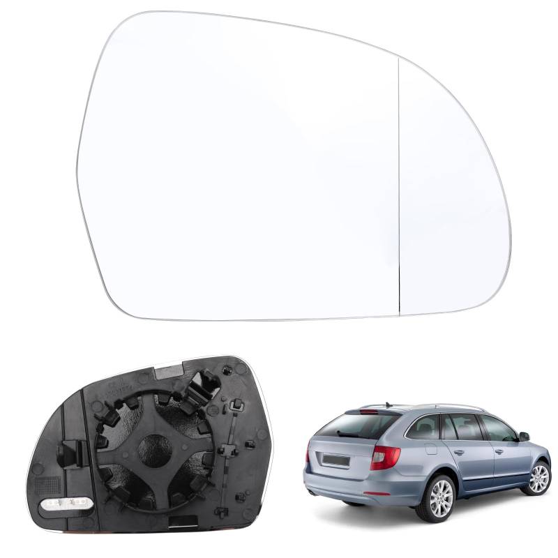 Spiegelglas Ersatz für Skoda Oktavia 2009-2013, Außenspiegel Glas Asphärisch Verstellbar Geeignet Ersatz für Skoda Superb 2008-2015, Umkehrlinse Rückfahrglas Spiegel (Rechts) von JinsenTGG